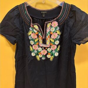 Navy Talbots embroidered blouse
